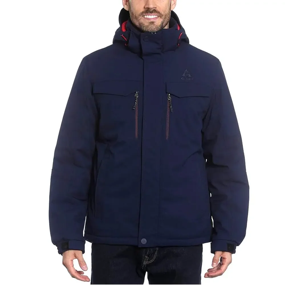 Gerry M Nimbus Tech Snowboard Jacket $199 Detachable Hood Puffer Ski Coat Blue